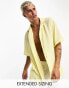 ASOS DESIGN relaxed deep revere shirt in lightweight texture in pale yellow