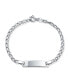 ფოტო #1 პროდუქტის Dainty Engrave Thin Identification ID Bracelet Curb Cuban Link Name Plated.925 Silver Sterling Small Wrist 6 Inch