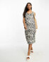 Mamalicious Maternity satin midi dress in animal print