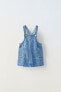 Denim pinafore dress with hearts