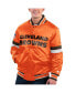 Men's Orange Distressed Cleveland Brown Gridiron Classics Home Game Satin Full-Snap Varsity Jacket