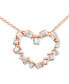 ფოტო #1 პროდუქტის Vanilla Diamond Baguette Open Heart 18" Pendant Necklace (1/2 ct. t.w.) in 14k Rose Gold