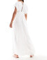 Фото #2 товара ASOS DESIGN Faye flutter sleeve maxi beach dress with channelled tie waist in white