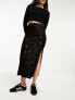 Free People velvet burnout midi skirt in black