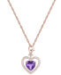 ფოტო #1 პროდუქტის Amethyst (1-1/2 ct. t.w.) & Lab-Grown White Sapphire (1/5 ct. t.w.) Heart 18" Pendant Necklace in 14k Rose Gold-Plated Sterling Silver