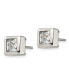 Stainless Steel Polished Square CZ Earrings