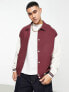 Фото #1 товара ASOS DESIGN oversized jacket in burgundy with contrast sleeves and tipping