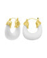 ფოტო #2 პროდუქტის 14K Gold-Plated White Lucite Boxy Hoop Earrings