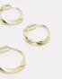 Фото #2 товара Kingsley Ryan Gold Plated molten hoop earrings pack of 2