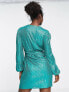 Фото #2 товара Style Cheat balloon sleeve sequin mini dress in turquoise blue