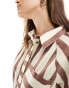 YAS oversized shirt in cream & brown stripe - BROWN