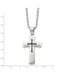 Фото #3 товара Chisel brushed and Black Rubber Cross Pendant Ball Chain Necklace