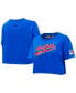 ფოტო #1 პროდუქტის Women's Blue New York Rangers Boxy Script Tail Cropped T-shirt