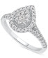 Фото #1 товара Diamond Halo Pear Shaped Cluster Engagement Ring (1/2 ct. t.w.) in 14k White Gold