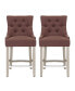 Фото #2 товара Барный стул с высокой спинкой WestinTrends 24" с покрытием из льна и пуговицами (набор из 2 шт)