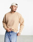 ASOS DESIGN oversized sweatshirt in beige quilted texture