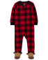 Toddler 1-Piece Buffalo Check Fleece Footie Pajamas 2T