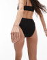 Topshop crochet high waist high leg bikini bottoms in black