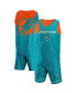 Фото #2 товара Men's Aqua Miami Dolphins Colorblock Mesh V-Neck and Shorts Set