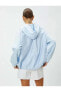 Фото #2 товара Kadın Giyim Paraşüt Kumaş Detaylı Kapüşonlu Sweatshirt 3SAK10151EK Mavi Mavi