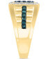 ფოტო #3 პროდუქტის EFFY® Men's Blue Diamond (5/8 ct. t.w.) & White Diamond (1/3 ct. t.w.) Halo Cluster Ring in 10k Gold
