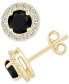 ფოტო #1 პროდუქტის Black Diamond (3/4 ct. t.w.) & White Diamond (1/4 ct. t.w.) Halo Stud Earrings in 14k Gold