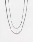 ASOS DESIGN 2 pack necklace chain set in silver tone