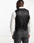 Фото #4 товара ASOS DESIGN slim wool mix suit waistcoat in herringbone in charcoal