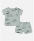 ფოტო #2 პროდუქტის Baby Boy Organic Cotton Top And Short Set Sage With Printed Jungle - Infant