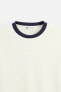 T-SHIRT WITH CONTRASTING RIBBED TRIMS