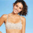 Фото #1 товара Junior' Mocked Bralette Bikini Top - Xhilaration™ Beige Dot Print Size Small