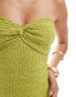 Фото #2 товара ASOS DESIGN glitter textured bandeau midi dress in olive green