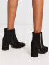 Фото #3 товара New Look heeled ankle boots with gold zip detail in black suedette