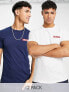 Levi's – T-Shirts in Marine/Weiß mit kleinem Boxtab-Logo im 2er-Pack
