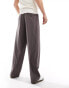 Weekday Uno loose fit tailored trousers in brown melange