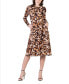 ფოტო #1 პროდუქტის Women's Print Long Sleeve Pleated Midi Dress