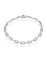 ფოტო #1 პროდუქტის Sterling Silver or Gold Plated Over Sterling Silver CZ Paperclip Bracelet