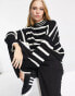 Фото #2 товара Only high neck jumper in black & white stripe