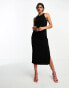 Фото #1 товара Mango racer neck midi dress in black