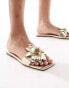 Фото #2 товара Simmi London Miray flat sandal with flower detail in gold