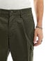 Jack & Jones tapered smart cargo trouser with front pleat in khaki