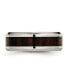 Фото #3 товара Stainless Steel Black Koa Wood Inlay Enameled 8mm Band Ring