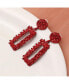 ფოტო #3 პროდუქტის Women's Red Textured Geometric Drop Earrings