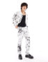 Liquor N Poker co-ord straight fit jeans with Renaissance print in white and black