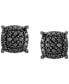 ფოტო #6 პროდუქტის Men's Black Diamond Halo Cluster Screw Back Stud Earrings (1 ct. t.w.)