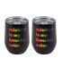 Фото #1 товара Double Wall 2 Pack of 12 oz Black Wine Tumblers with Metallic "Rainbow is My Favorite Color" Decal