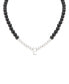 Onyx Bead Initial 18" Pendant Necklace in Sterling Silver