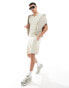 Selected Homme co-ord knitted short in beige Серый, M - фото #1