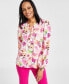 Фото #1 товара Women's Printed Lace-Up Blouse, Created for Macy's