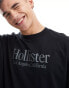 Hollister logo heavyweight boxy fit long sleeve t-shirt in black Черный, S - фото #2